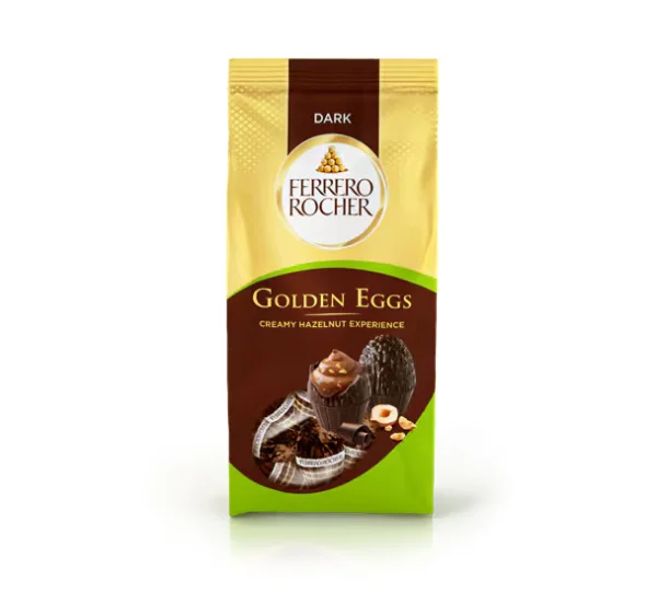 Цукерки шоколадні Ferrero Rocher Golden Eggs Creamy Hazelnut experience Dark з лісовими горіхами 9шт 90г - 1