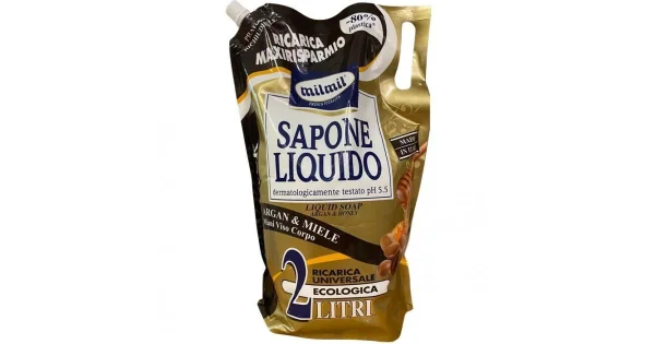 Рідке мило для гігієни MilMil Sapone Liquido Argan&Miele Maxi Refill Bag з арганом та медом Макс 2000мл - 1