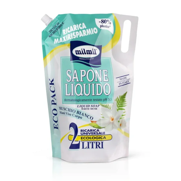 Рідке мило для гігієни MilMil Sapone Liquido White Musk Maxi Refill Bag білий Мускус Макс 2000мл - 1