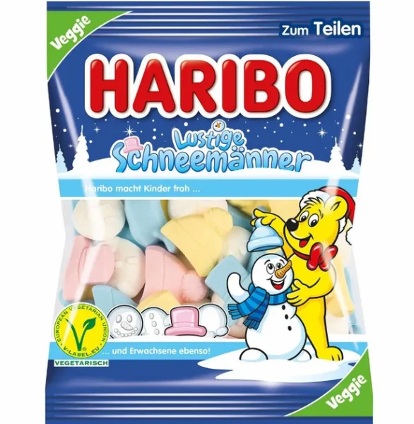 Желейні цукерки Haribo Lustige Schneemanner Веселі сніговики фруктовий мікс 175г - 1
