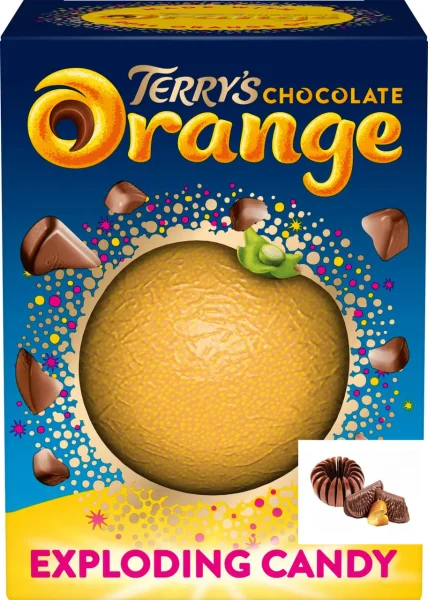 Шоколад у формі Апельсина молочний Terrys Chocolate Orange Exploding Candy Вибуховий десерт 147г - 1