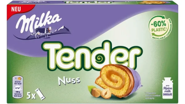 Бісквітний рулет Milka Tender Nuss 5шт з горіховою кремовою начинкою 185г - 1