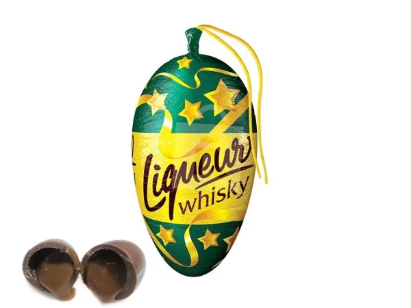 Шоколадна шишка Новорічна з підвіскою Figaro Liqueur Whisky з смаком віскі 27г - 1