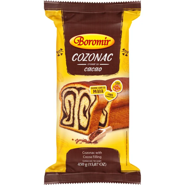 Торт рулет Boromir Cozonac crema cu Cacao з какао-вершковою начинкою 450г - 1