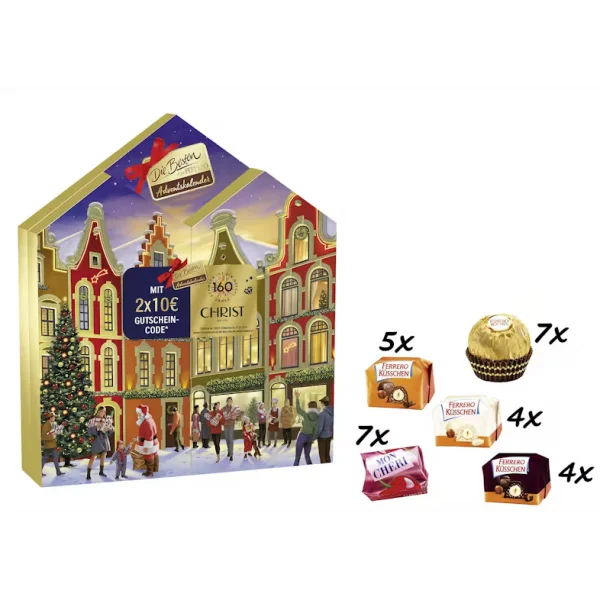Набір Подарунок 3D будинок Новорічний Адвент календар Ferrero Die Besten Adventskalender Haus Розкладний цукерки Праліне 250г - 2