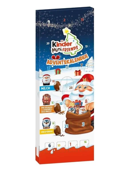 Набір Подарунок Новорічний Адвент календар Kinder Mini Friends Advent Calendar Шоколадні цукерки Міні друзі Дитячий 146г - 2
