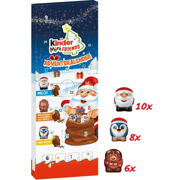 Набір Подарунок Новорічний Адвент календар Kinder Mini Friends Advent Calendar Шоколадні цукерки Міні друзі Дитячий 146г - 1