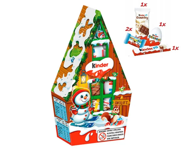 Набір Подарунок новорічний Будиночок Kinder Mini Mix House Кіндер міні мікс Сніговик 76г - 1