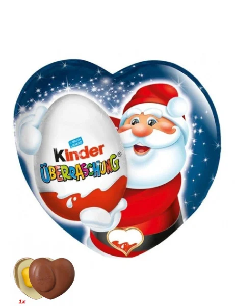 Подарунок Різдвяний Сердечко з іграшкою Kinder Surprise Christmas Heart Санта 53г - 1