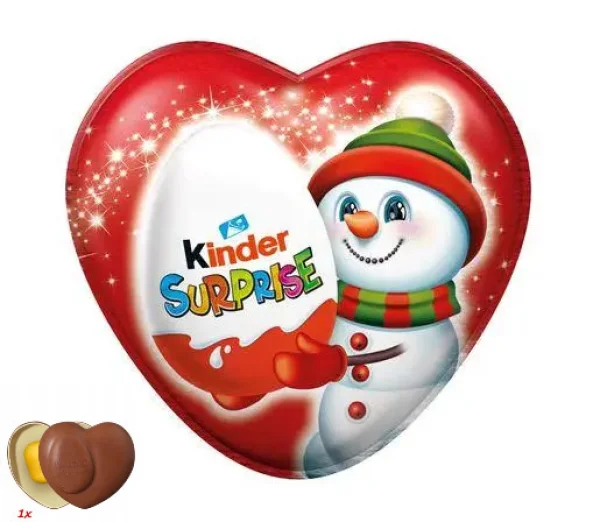Подарунок Різдвяний Сердечко з іграшкою Kinder Surprise Christmas Heart Сніговичок 53г - 1