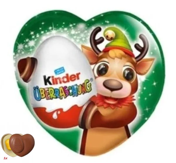 Подарунок Різдвяний Сердечко з іграшкою Kinder Surprise Christmas Heart Олень 53г - 1