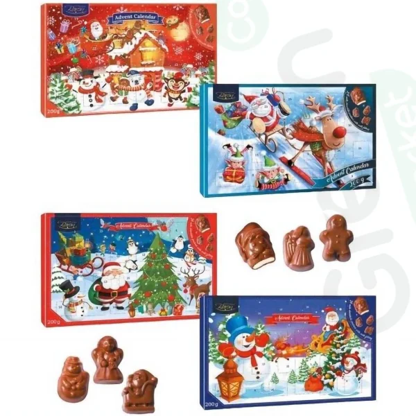 Набір Подарунок Новорічний Адвент календар Baron Advent calendar Santa winter шоколадні фігурки Дитячий 200г - 2