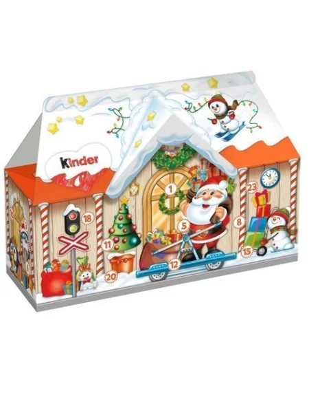 Набір Подарунок Новорічний 3D Адвент Будинок Kinder Mix 3D House Advent Шоколадні цукерки мікс Дитячий 234г - 2