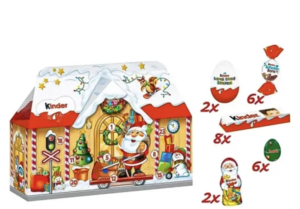 Набір Подарунок Новорічний 3D Адвент Будинок Kinder Mix 3D House Advent Шоколадні цукерки мікс Дитячий 234г - 1