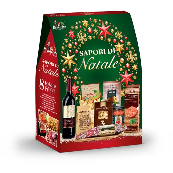 Набір Подарунок Новорічний Regalidea Sapori Di Natale Продукти для італійської Вечері 8шт Бокс 2600г - 2