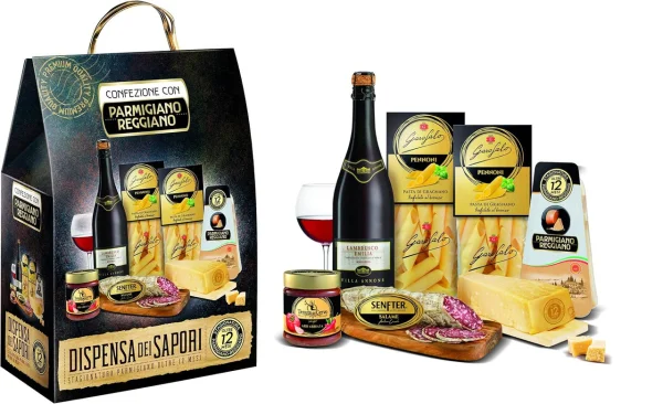Набір Подарунок Новорічний IL Rovere Parmigiano Reggiano Dispensa dei Sapori Продукти для італійської Вечері 5шт Бокс 2470г - 1