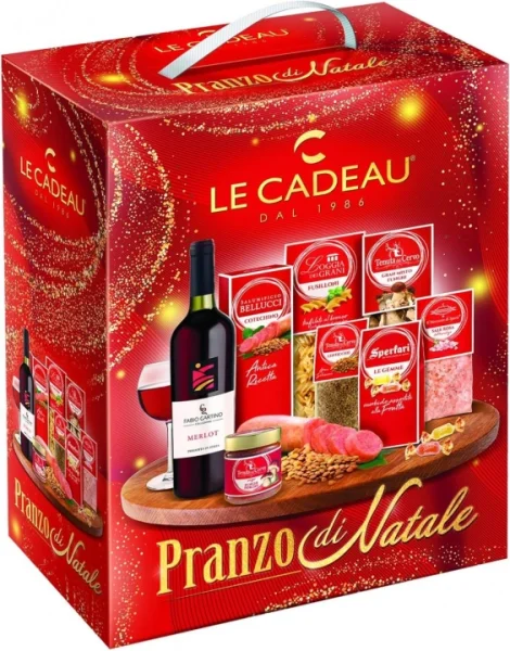 Набір Подарунок Новорічний Le Cadeau Pranzo di Natale Продукти для італійської Вечері 8шт Бокс 2700г - 2