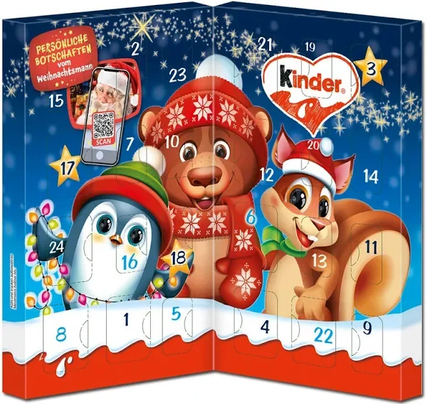 Набір Подарунок Новорічний Квест Адвент календар Kinder Advent Calendar Quest Childrens Mix Шоколадні цукерки Дитячий 113г - 1
