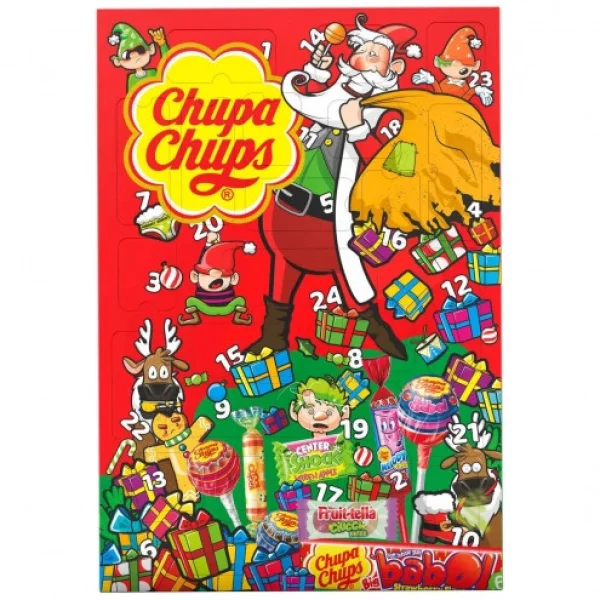 Набір Подарунок Новорічний Адвент календар Chupa Chups Merry Christmas Advent Calendar з смоктальними цукерками та жуйками 210г - 1