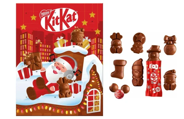 Набір Подарунок Новорічний Адвент календар Nestle KitKat Advent Calendar Шоколадні цукерки Дитячий 85г - 1
