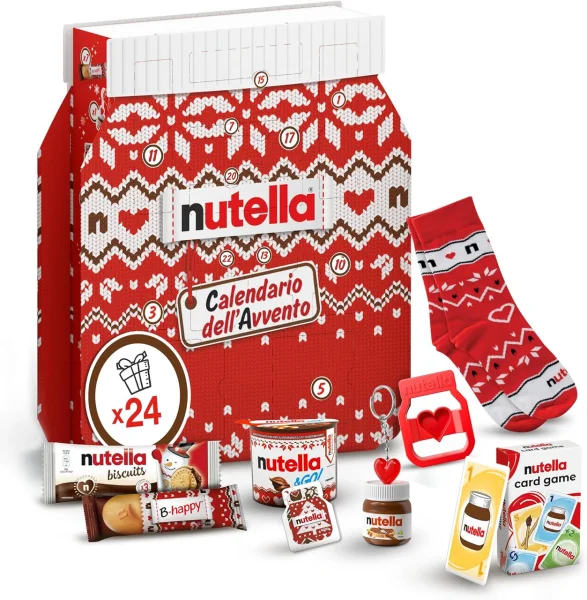 Набір Подарунок Новорічний Адвент календар Nutella Advent Calendar Christmas Present Шоколадні ласощі та мініпредмети Дитячий 528г - 1