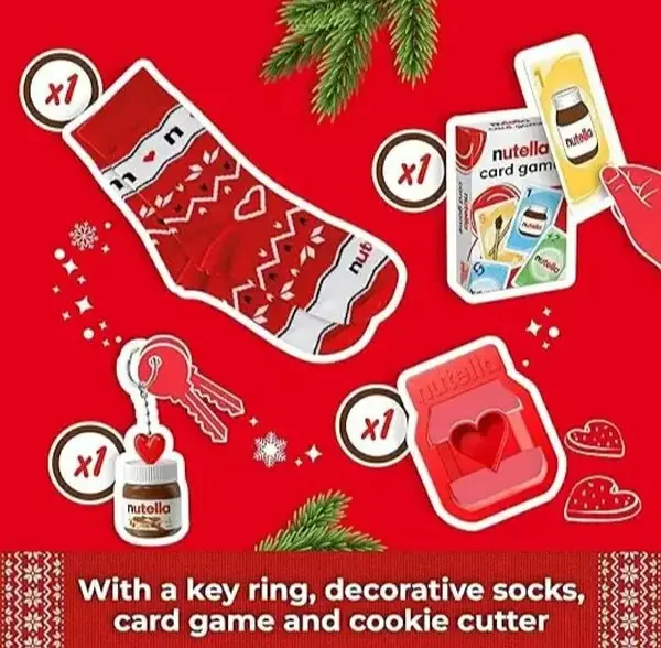Набір Подарунок Новорічний Адвент календар Nutella Advent Calendar Christmas Present Шоколадні ласощі та мініпредмети Дитячий 528г - 2
