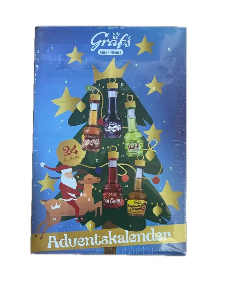 Набір Подарунок 24 Liquers Новорічний Адвент календар Graf's King of Minis Advent Calendar 24 Лікери мініпляшечки Дорослий 480мл - 2