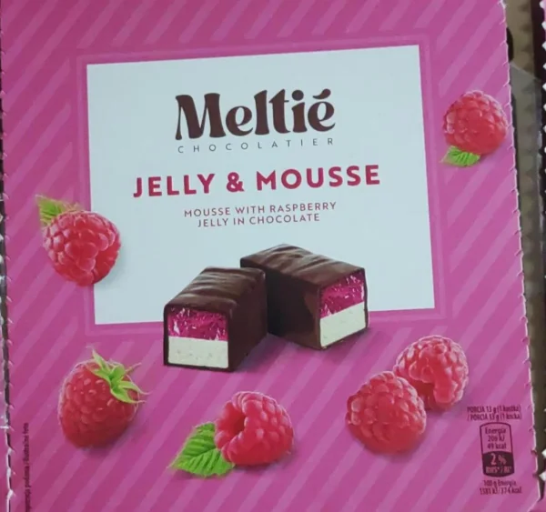 Цукерки Зефір в шоколаді Meltie Jelly&Mousse Raspberry маршмеллоу з малиновим желе 400г - 1