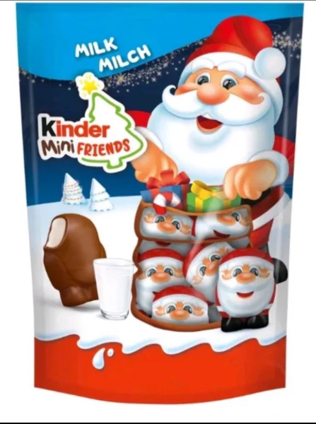 Подарунок Новорічний Цукерки з молочного шоколаду Kinder Chocolate Mini Friends Санта 18шт 122г - 1