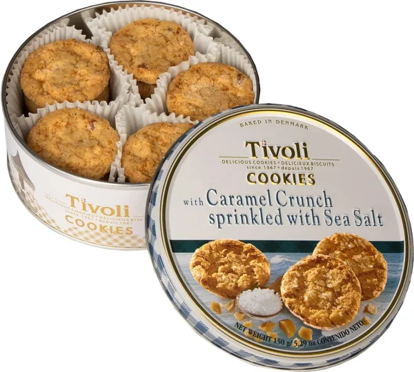 Печиво вершкове Cвяткове Jacobsens Bakery Tivoli Delicious Danish Cookies карамельний кранч з морською сіллю Бокс 150г - 1