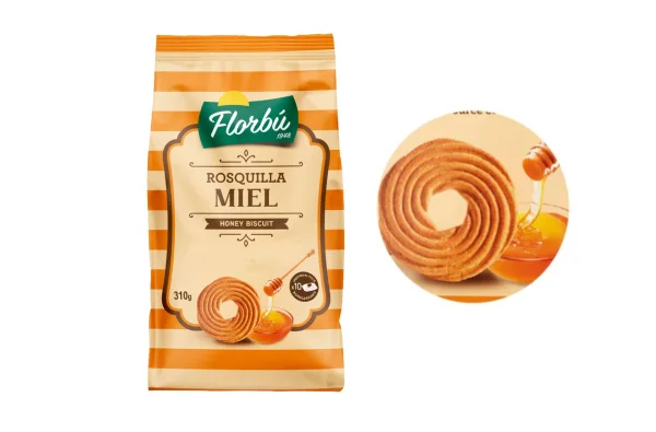 Печиво медове бісквітне Florbu Rosquilla Miele Honey Bisquit Cookies кільця Флорбу Росквілла 310г - 1