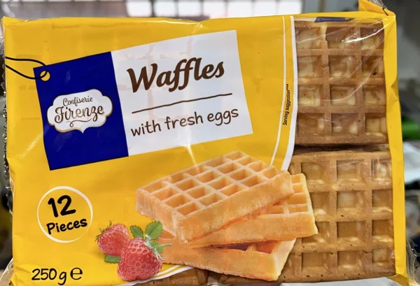 Бельгійські вафлі Confiserie Firenze Waffles Gofry with fresh eggs 12шт гофрі полосаті 250г - 1