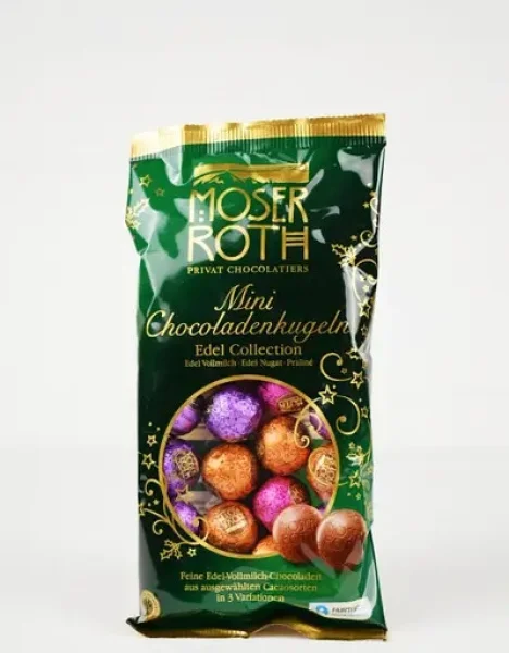 Шоколадні міні кульки Moser Roth Mini Chocoladenkugeln Edel Collection Praline молочний шоколад Асорті 150г - 1