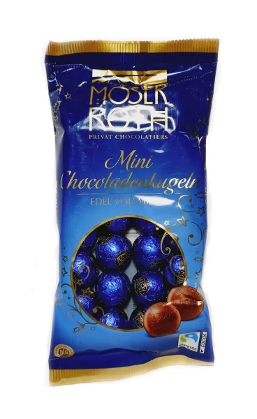 Шоколадні міні кульки Moser Roth Mini Chocoladenkugeln Edel Vollmilch молочний шоколад 150г - 1