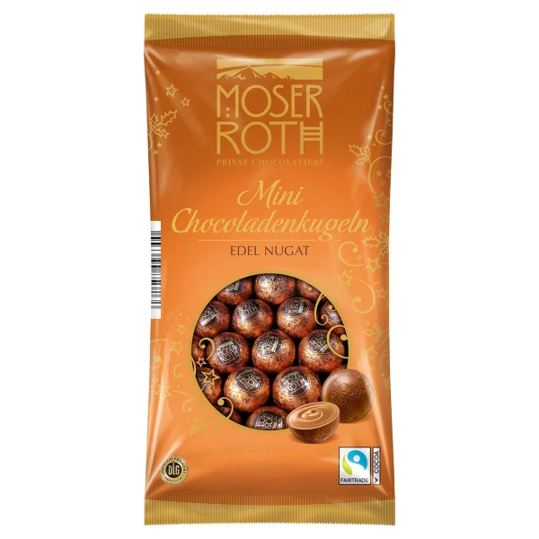 Шоколадні міні кульки Moser Roth Mini Chocoladenkugeln Edel Nugat молочний шоколад з нугою 150г - 1