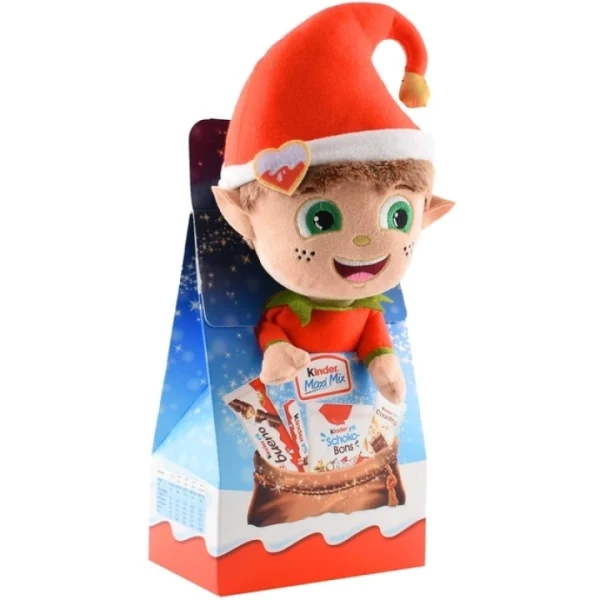 Подарунок Новорічний Кіндер набір солодощів з мякою іграшкою Kinder Maxi Mix Ельф 133г - 1