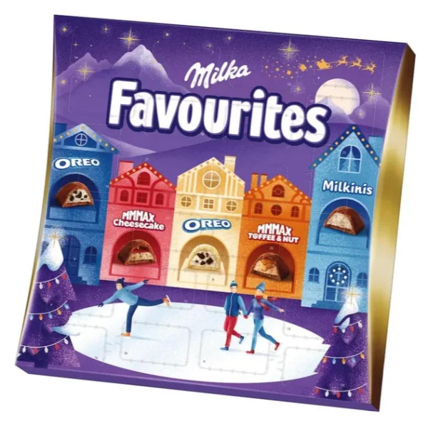 Набір Подарунок Новорічний Адвент календар Milka Favourites Advent calendar Фейворітс шоколадні цукерки Дитячий 206г - 1