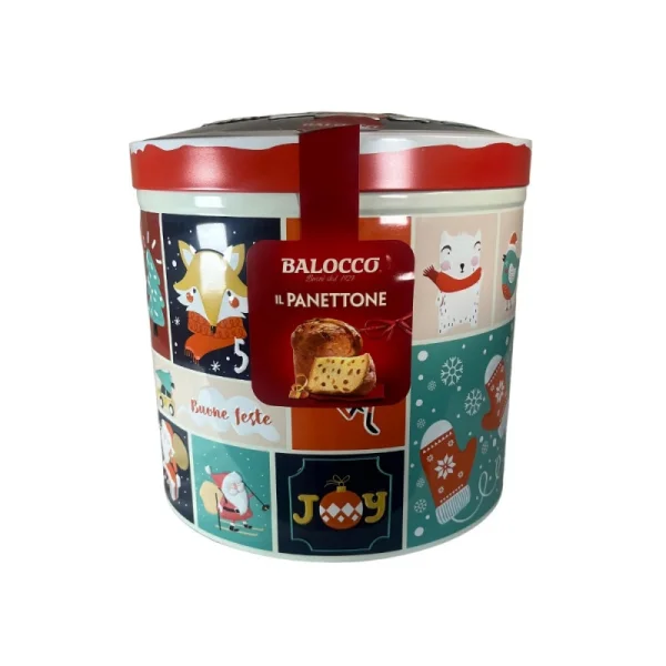 Панеттоне Новорічне Cвяткове Jacobsens Bakery Panettone Balocco Aria di Natale Панетоне з цукатами та родзинками Бокс 3Д малюнок тиснення 750г - 1