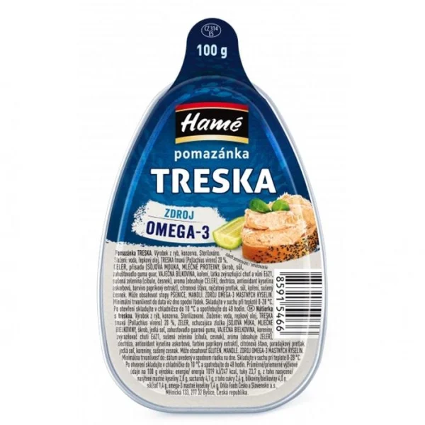 Паштет Тріска Hame Treska Pomazanka Omega-3 помазанка 100г - 1