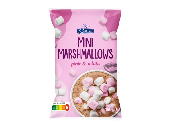 Зефір міні до кави Belbake Marshmallows mini Pink&White маршмелоу білий та рожевий 180г - 1