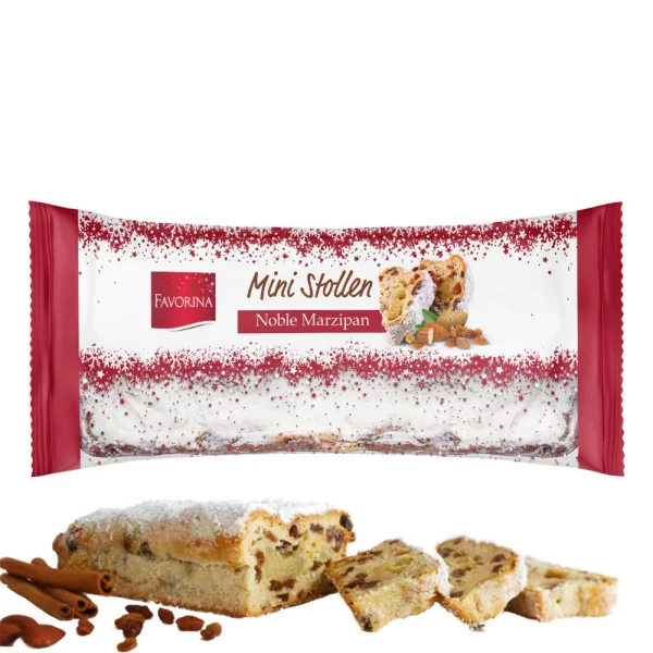 Штоллен Різдвяний з Марципаном Favorina mini Stollen Noble Marzipan Фаворіна міні кекс із цукатами та родзинками 200г - 1