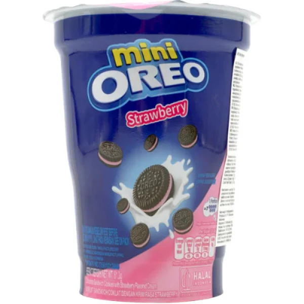 Печиво Орео міні Mondelez Oreo Mini Cup Strawberry Flavour Полуниця Стакан 24шт 62г - 1