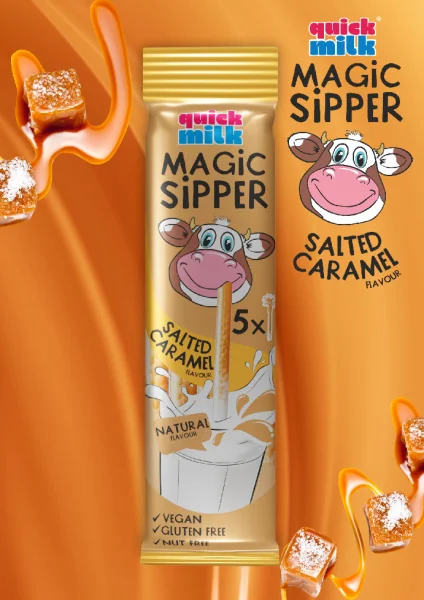 Трубочки для молока Без глютену Felfoldi Quick Milk Magic Sipper Salted Caramel зі смаком Солена Карамель 5шт 30г - 1