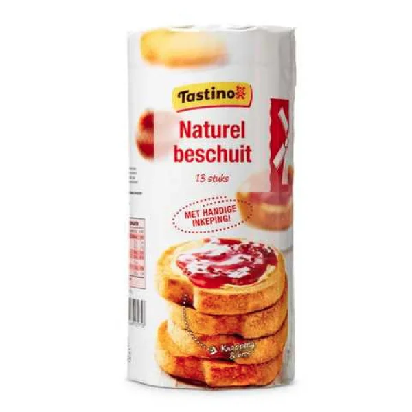 Сухарики тостові пшеничні Tastino Naturel Beschuit Білі Грінки хрумкі 13шт 125г - 1