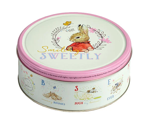 Печиво Cвяткове Jacobsens Bakery Peter Rabbit Mini Tins Smiling Sweetly Кролик Петер з шоколадною крихтою Бокс 150г - 1