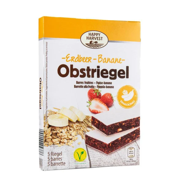 Батончики Пластівці з злаками Happy Harvest Obstriegel Fraise banana Пастіла полуниця та банан 5шт 150г - 1