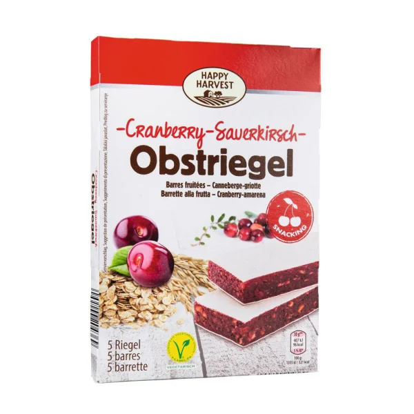 Батончики Пластівці з злаками Happy Harvest Obstriegel Cranberry Пастіла з журавлиною 5шт 150г - 1