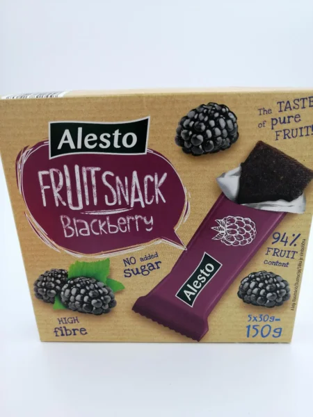 Батончики фруктові Без цукру Alesto Fruit Snack No sugar Blackberry снеки Ожина 5шт 150г - 2