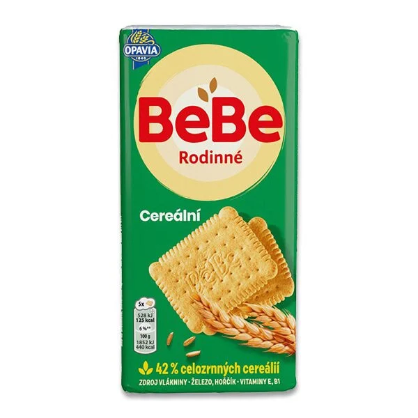 Печиво зернове Opavia Bebe Rodinné Cereální celozrnymi ceraliemi Family Cereal Biscuits цільнозернове вершкове Родинне 20шт 130г - 1