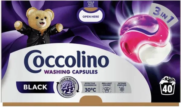 Капсули для прання Темних речей Coccolino Washing Capsules Black 3in1 Коколіно блек 3в1 40шт - 1